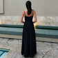 Sleeveless Backless Pleated Maxi Dress Blue Black French Style Elegant Dresses for Woman for Party