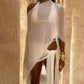 Fashion Women's Sheer Ponchos Off Shoulder Solid Color Asymmetrical Shaw Wrap T-Shirts Oversized Knit Tops