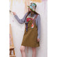 Khaki Cartoon Cat Print Long Sleeve T-Shirt for Women