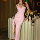 Halter Neck Sexy Maxi Dress Women Elegant Deep V Neck Sleeveless Backless Thigh High Split Club Party Long Dresses