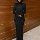 Turtleneck Long Sleeve Maxi Dress For Women Fashion Irregular Bodycon Long Dress Femme Temperament Evening Dress