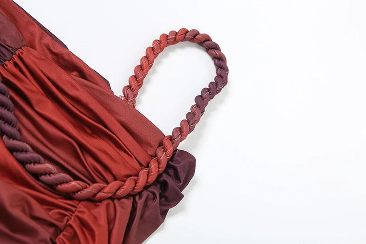 Gradient Sexy 2 Piece Set Women Y2K Plait Heart Shape Camisole+Shirring Hollow Skirts Summer Beach Vacation Clubwear