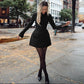 Women 2024 Spring Autumn Elegant Long Sleeve Streetwear Bodycon Short Mini Dress