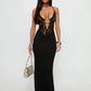 Lace Spaghetti Strap Sexy Maxi Dress Women Gown Black Deep V Neck Sleeveless Backless Bodycon Club Party Long Dresses
