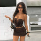 Sexy 2 Pieces Set for Woman Skirt and Top Summer Rave Outfits Festival Woman Club Wear Coord Set