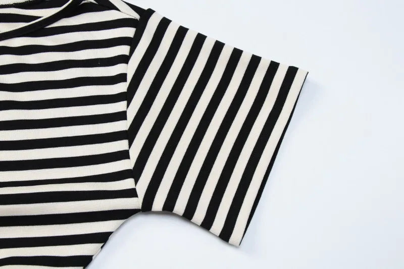 One Shoulder Ruched Striped Crop Tops Summer Short Sleeve T Shirts Fashion 2026 Woman Clothes