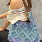 Women's Star Print Denim Hobo Bag, Gradient Color Fringed Shoulder Tote, Large Capacity Casual Aesthetic Shopper Bag
