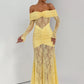 Off-shoulder Long Sleeve Sexy Maxi Dress Women Fashion Lace See Through Strapless Backless Bodycon Club Party Dresses