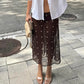 Women Polka Dot Sheer Midi Skirt Sexy See Through Low Rise Long Skirt Flowy Mesh Cover Up Maxi Skirts Beachwear