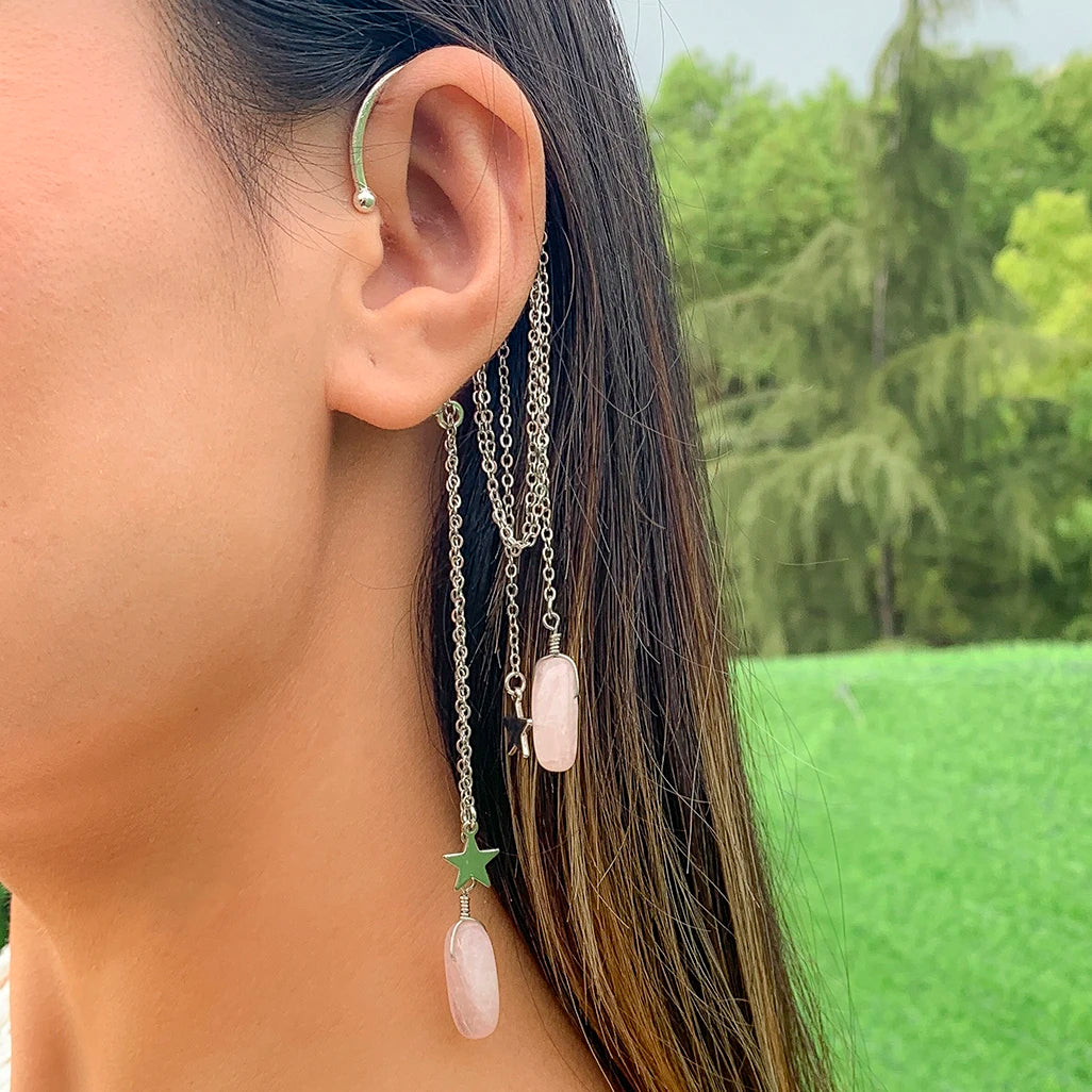 Kpop Long Tassel Clip Earring for Women Ladies No Piercing Fake Cartilage Exquisite Ear Bone Clips Pendientes Jewelry