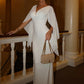 Women Deep V Neck Flutter Sleeve Maxi Dress Cape Sleeve Mermaid Evening Elegant Wedding Guest Long Party Dress Vestidos