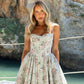 Green Flower Sun Dresses for Woman Spaghetti Strap Backless Long Dresses French Style Elegant Vacation Outfits