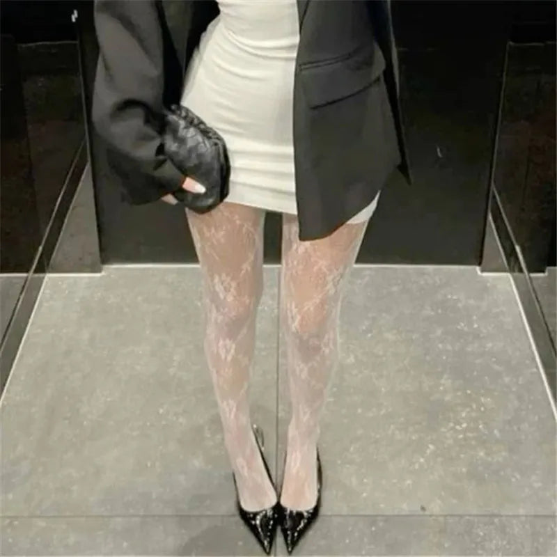 Women's Sheer Lace Tights Sexy Fishnet Stockings Patterned Tights Floral Lace Pantyhose Leggings