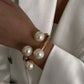 3 Style Creative Big Imitation Pearl Cuff Bracelet Women Trend 2025 Punk Heavy Metal Chunky Spring Bangle Steampunk Men