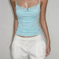 Patchwork Lace Camisole Women Bead Low-Neck Elasticity Simple Classic Sexy Music Festival Hip-Hop Style Streetwear