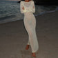 Women Beach Cover Up Solid Color See-Through Long Sleeve Summer Swimsuit Coverup Bathing Suit Cover Ups Long Dresses