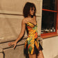 Multicolor Fruit Print Spaghetti Strap V Neck Mini Dresses 2026 Woman Sexy Clothes