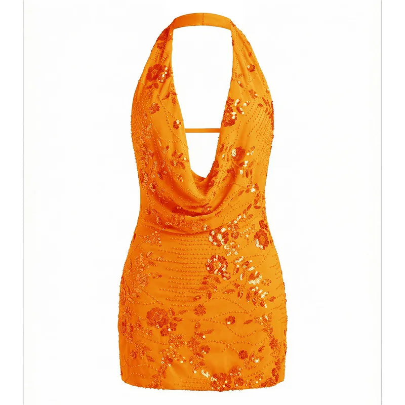Sexy Sequin Gliters Bodycon Mini Dresses Women Deep V-neck Backless Shining Dress Female Party Clubwear Vestidos Gown