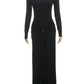 Ruched Elegant Maxi Dress Women Daily Casual Fashion Skinny Full Sleeve Solid Gown Midnight Prom Party Long Bodycon
