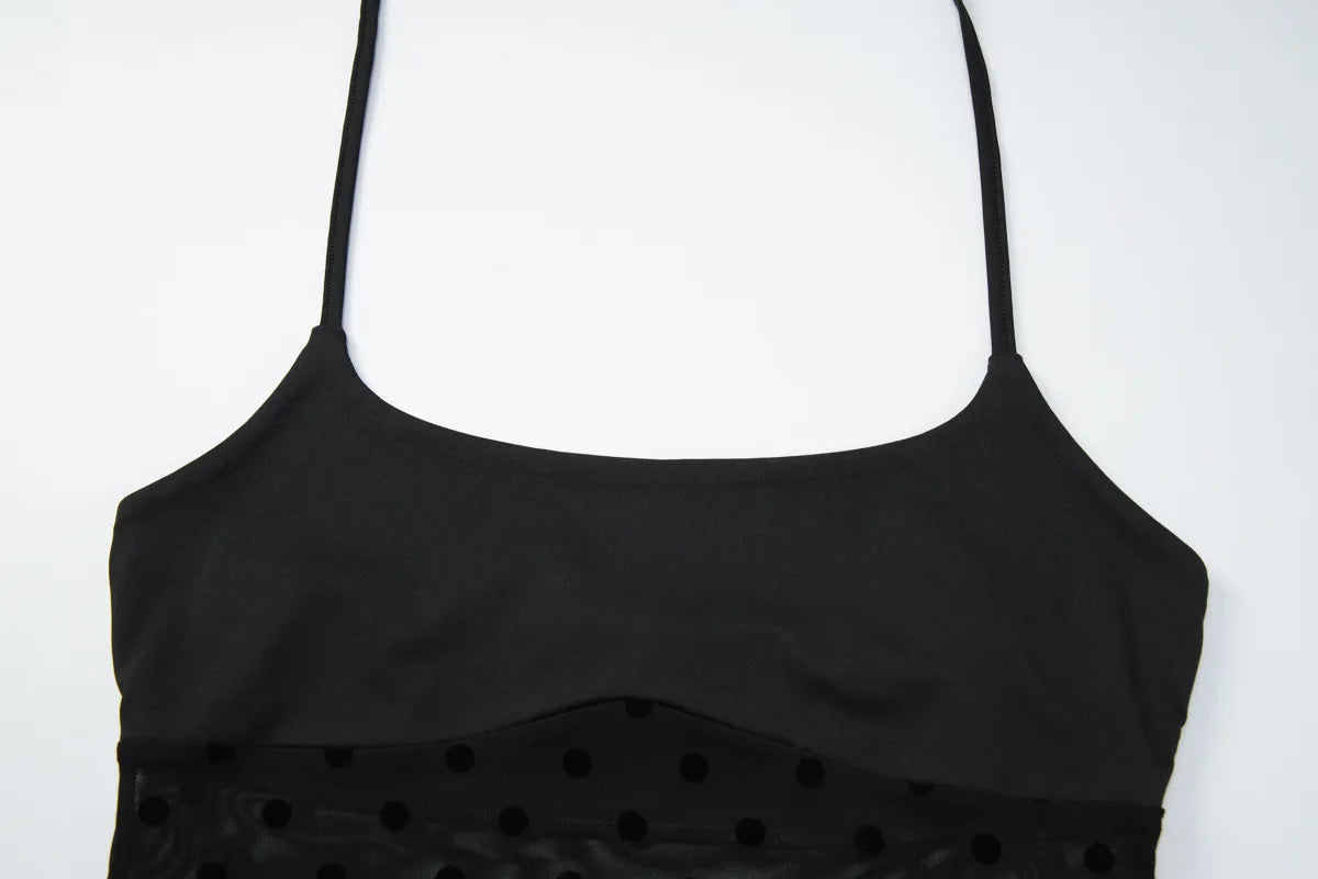 Women's Matching Sets Sexy See Through Mesh Polka Dot Black Outfits 2 Piece Skirt Set Summer 2026