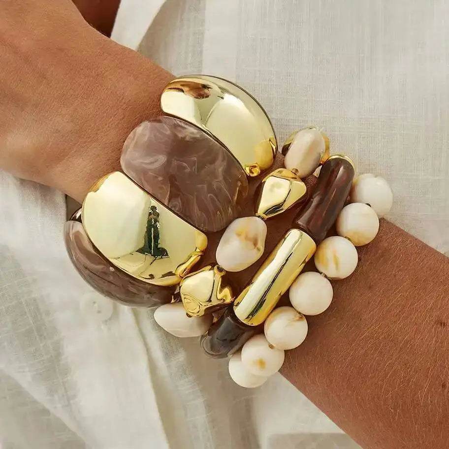 4 Styles Vintage Acrylic Bangles for Women 2026 New Daily Stacking Resilient Bracelets Couple Jewelry Accessories