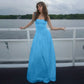 Sleeveless Backless Pleated Maxi Dress Blue Black French Style Elegant Dresses for Woman for Party