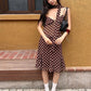 Polka Dot Print 3-Piece Set Women Scarf+V-Neck Camisole+Irregular Mid Skirts Matching High Street Sweet Elegant Suit