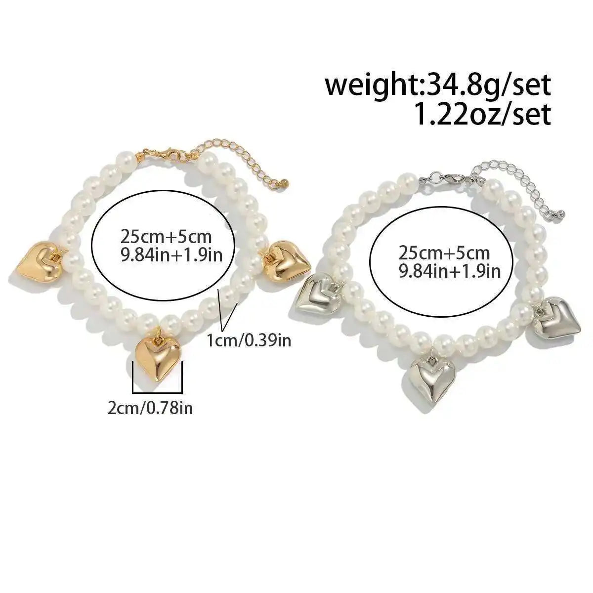 2Pcs/Set Elegant Imitation Pearl CCB Beads Anklet Women Creative Adjustable Jeans Pants Foot Chain Jewelry Accessories