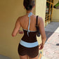 Sproty Style Romper Women Color Blocking Sexy Fashion Halter Bandages Backless Sleeveless Simple Trend Street Playsuits