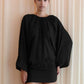 Women Blouse Sexy Mini Dress Loose Lantern Long Sleeve Round Neck Pleated Backless Dress Casual Party Beach Outfits