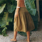 Women Loose Boho Capri Harem Pants Elastic Waistband Drawstring Pleated Adjustable Hem Tie Casual Summer Beach Culottes