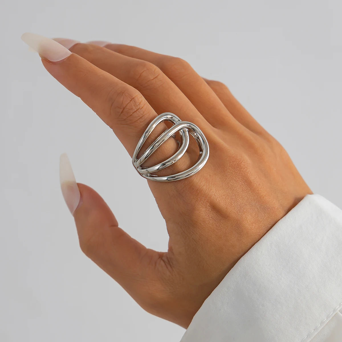 5 Styles Creative Unique Irregular Twisted Wave Rings Women Vintage Geometric Adjustable Finger Ring New Year Jewelry