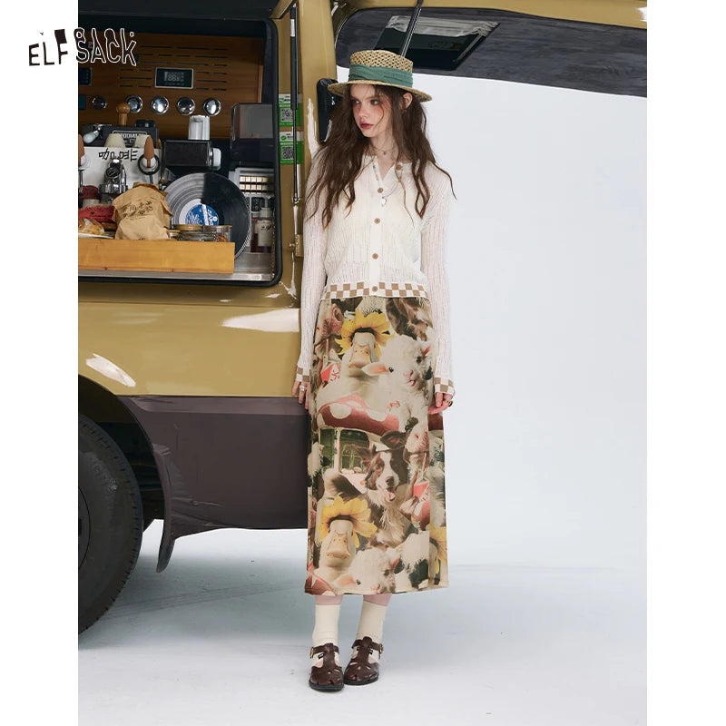 2025 Summer New Arrivals Casual Original Design Fully Printed A-Line Long Skirt