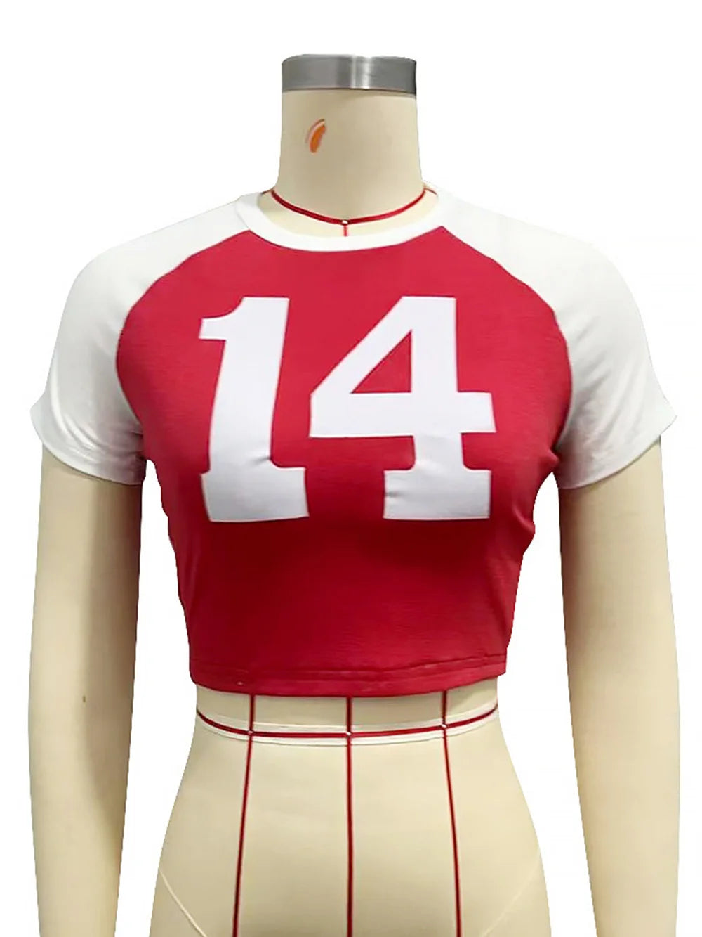 Basic Crop Tops Women Daily Digital Print Color-Block shorts Sleeve Summer Trend Stretch Casual Streetwear T-Shirt