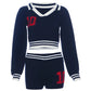 Letter Print Casual Women 2 Piece Set Tracksuit Knit Sweater Tops+Shorts Matching Sporty Stretch Streetwear Outfits