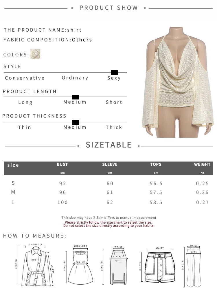Swing Collar Women Butterfly Sequin Applique Chic Chain Patchwork Backless Off-Shoulder Bell Sleeve Sexy Trend Streetwear