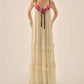 Women Long Dress 3D Floral Decor Sleeveless V-Neck Cami Dress Summer Fashion Ruffles Casual Spaghetti Strap Party Dress