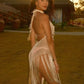 Women's Crochet Swimsuit Cover Up Sequin Embellished Sleeveless Halter Knit Mini Dress Cut Out Beach Tassel Hem Dress