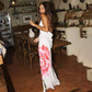 Floral Print Satin Party Dresses 2024 Fashion Elegant Cowl Neck Backless Maxi Dress Summer Clothes Women