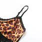 Sexy 2 Piece Set Leopard Print V Neck Lace Long Cami Top and Shorts Rave Outfits Woman Summer Clothing
