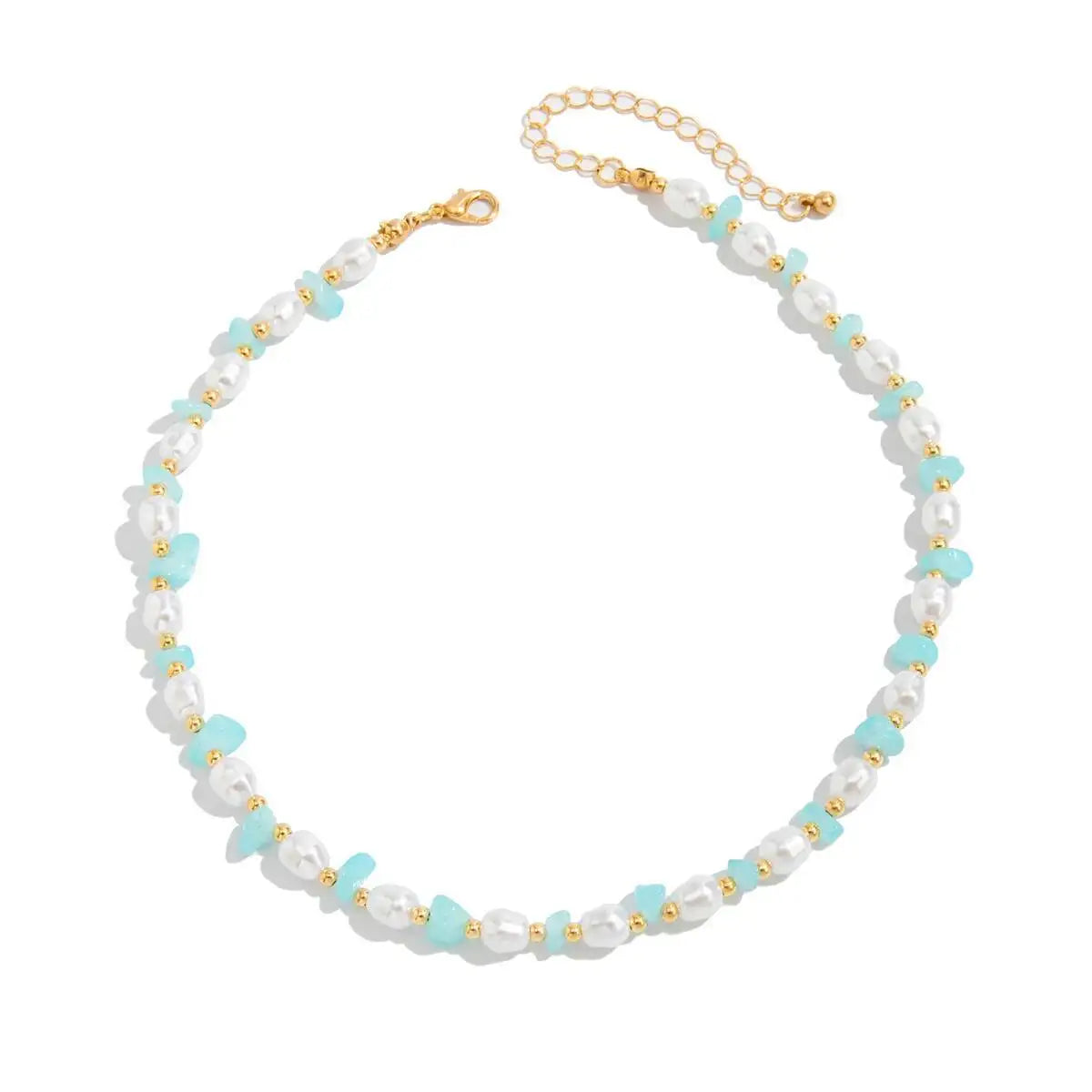 Y2K Boho Imitation Pearls Geometry Chain Necklace for Women Trendy Temperament Party Birthday Necklace New Jewelry Gift