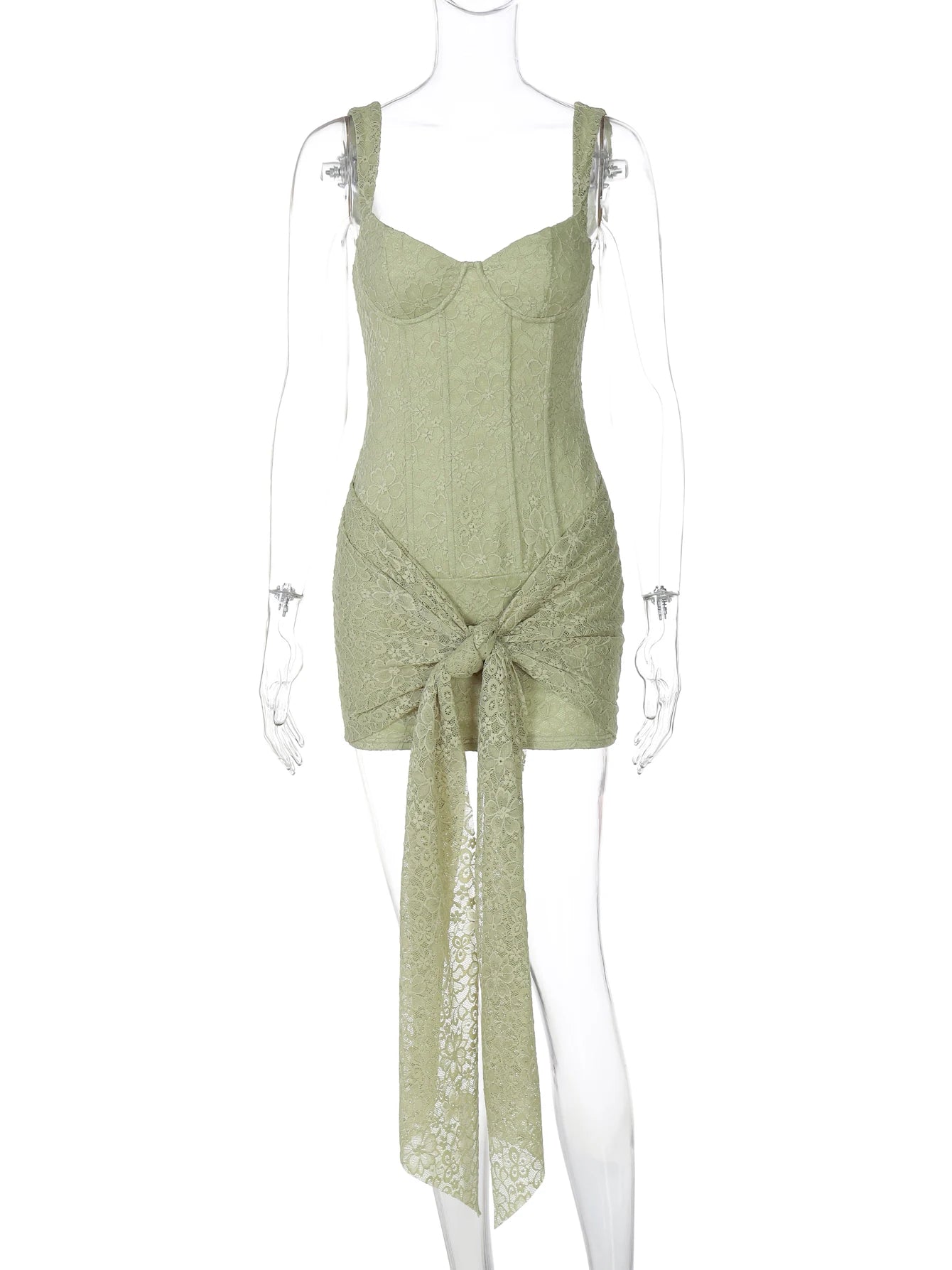 Summer Elegant Dress Women Y2K Chic Low-Neck Jacquard Wrapped Ribbon Bandage Birthday Party Clubwear Midnight Bodycon