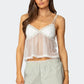 Women's Summer Babydoll Crop Tops Sexy Ladies Sleeveless Spaghetti Strap Sheer Camisole Cami Tank Tops Party Clubwear