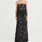 Spaghetti Strap Floral Lace Maxi Dress Women Sheer See Through Long Sundress Beach Cover Up Summer Vacation Party