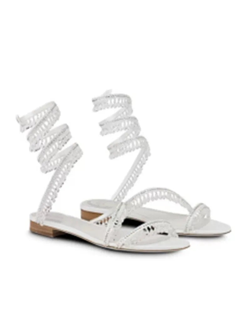 Women's New Water Diamond Sandals Fashion Tassel Crystal Shoes Sexy Banquet Party Twin Stiletto Women's Large Sandals