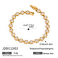 Stainless Steel Chain Bracelet with Heart-Shaped Zirconia and Gold Color Plating for Women Casual Everyday Jewelry Gift