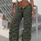 Casual Fashion Long Pants Woman Button Low-Waist Folds Design Hot Girls High Street Versatile Style Classic Buttoms