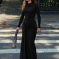 Long Sleeve Ruched Maxi Dress Solid Color Elegant Dresses for Woman Party Outfits Autumn 2025