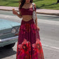 Print Two Piece Set Women Elegant Strapless Crop Top And Maxi Skirt Sets Female Pleated Beach Club Party Dress Set