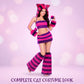 Cheshire Cat Faux Fur Accessory Kit Pink Purple Striped Cat Ear Hat Wrist Cuffs Leg Warmers Halloween Cosplay Dress Up